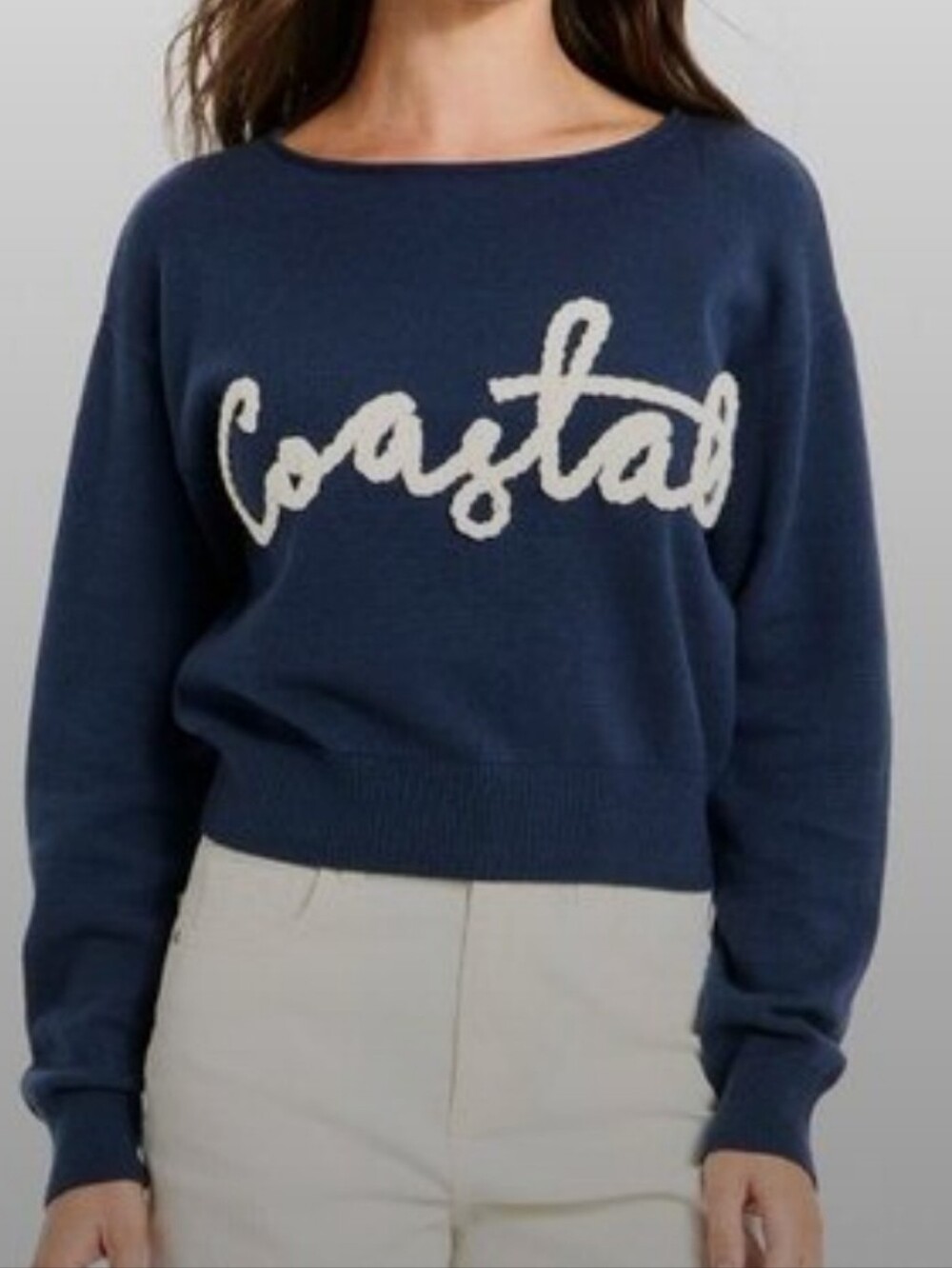 NWT Universal Thread Coastal Script Navy Women's Sweater